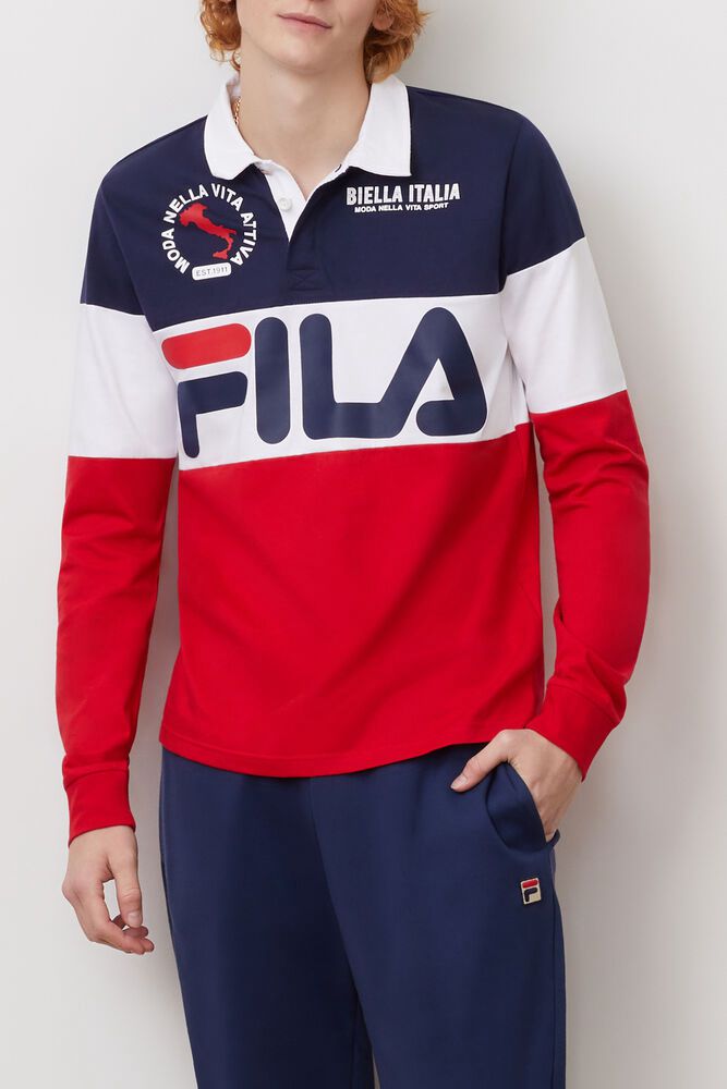 Polo Fila Barbati Bleumarin/Albi/Rosii Sprat Rugby JCPQ-01584